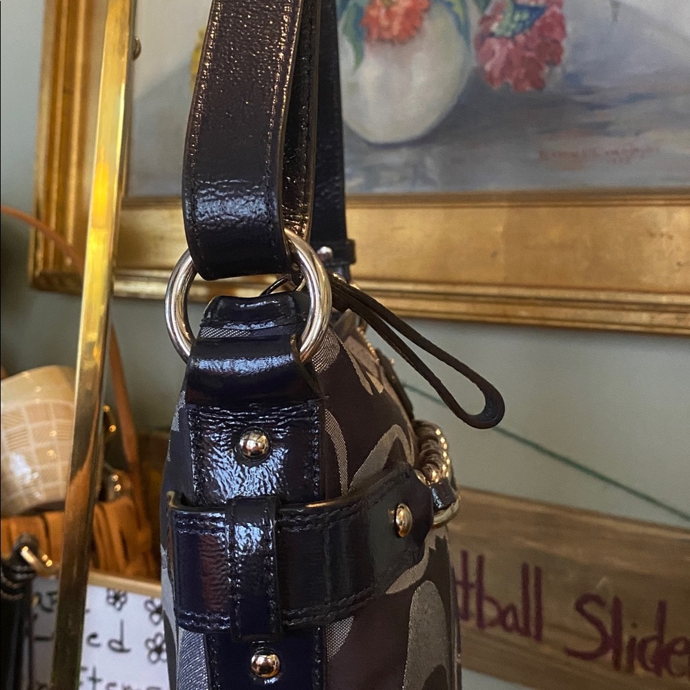 COACH Moto Optic Metallic Chain Signature Jaquard Shoulder Bag F19820 - Picture 5 of 16